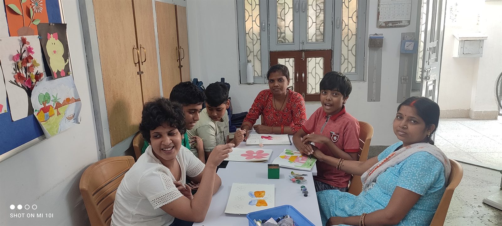 Group craft session with older students at ArambH Autism Centre
