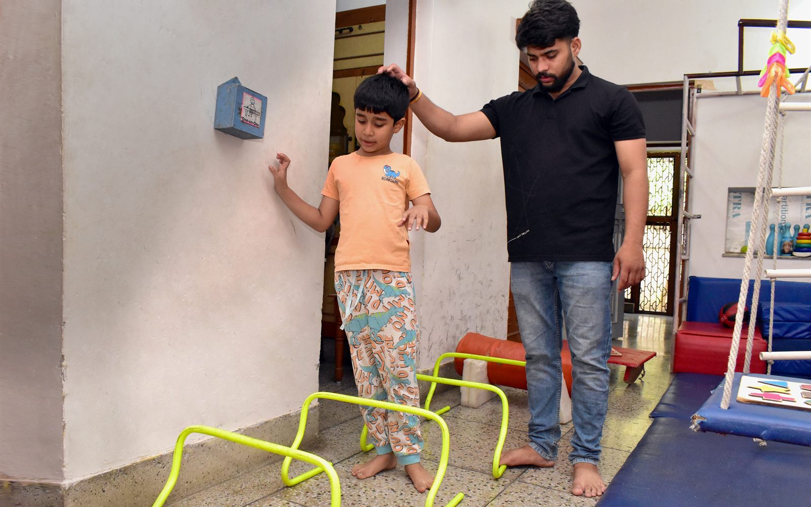 Sensory integration therapy with colourful equipment