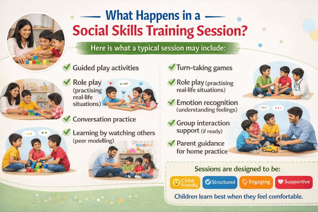 what happens in a social skills training session